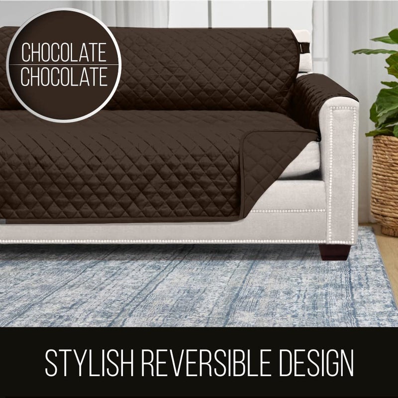 Sofa Shield Armchair Slip Cover with Patented Strap, Cushion Protector, US Designed Reversible Stain and Dog Tear Resistant Slipcover, 23 inch Seat, Washable Covers for Dogs Pets, Chocolate - Image 5
